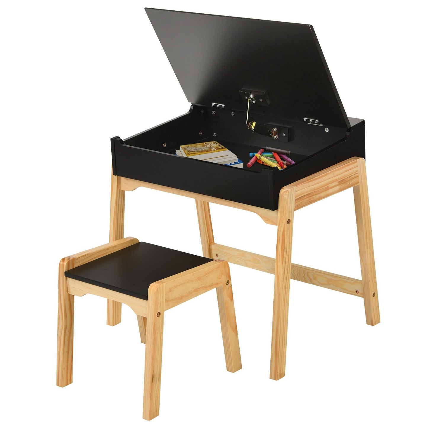 Kids Activity Table and Chair Set with Storage Space for Homeschooling, Dark Brown - Gallery Canada