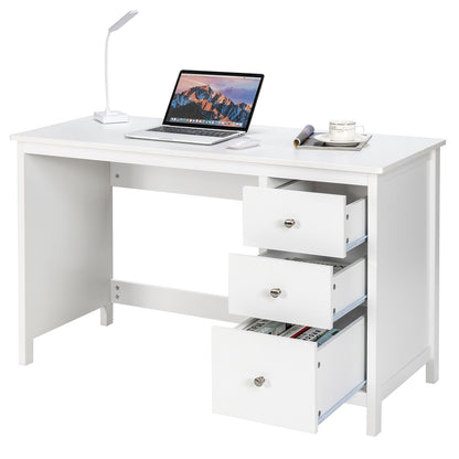 3-Drawer Home Office Study Computer Desk with Spacious Desktop, White Writing Desks   at Gallery Canada