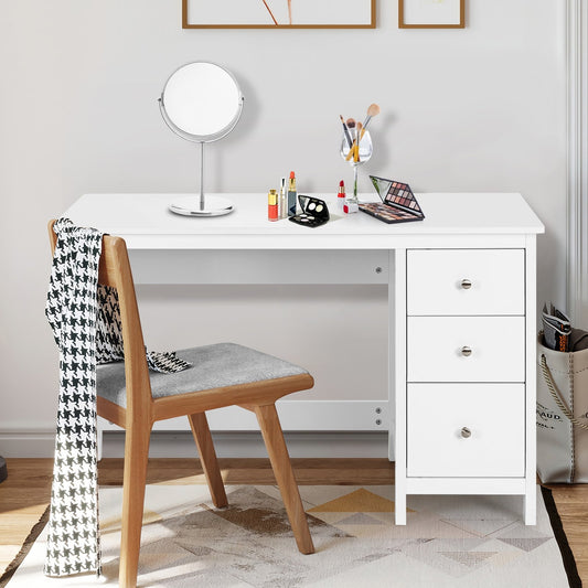 3-Drawer Home Office Study Computer Desk with Spacious Desktop, White Writing Desks   at Gallery Canada