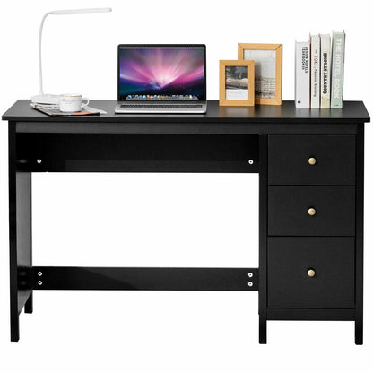 3-Drawer Home Office Study Computer Desk with Spacious Desktop, Black Writing Desks   at Gallery Canada