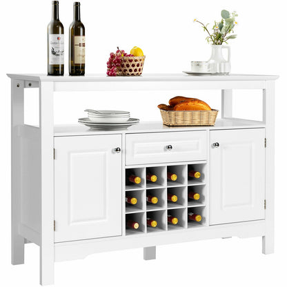 Elegant Classical Multifunctional Wooden Wine Cabinet Table White, White Sideboards Cabinets & Buffets   at Gallery Canada