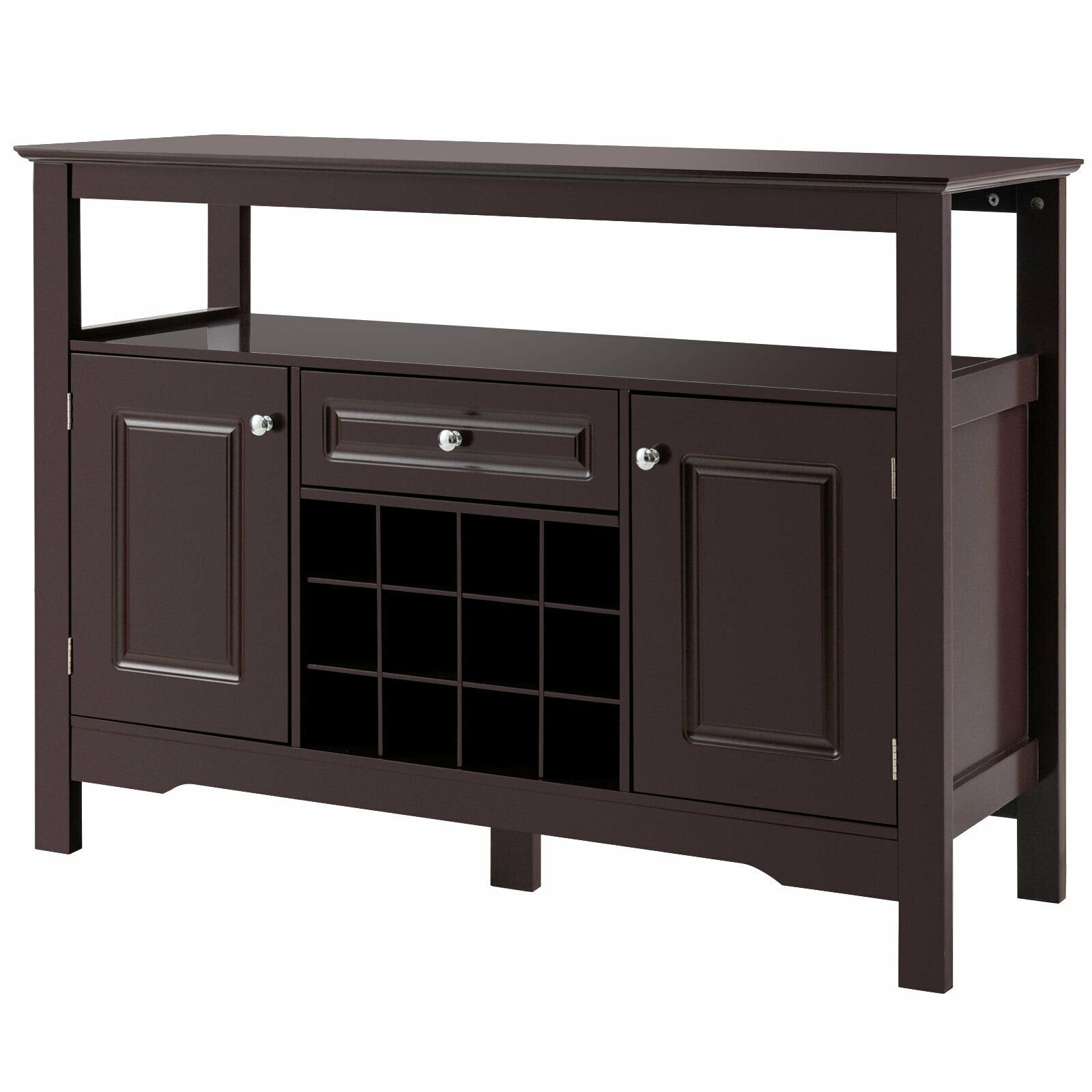 Elegant Classical Multifunctional Wooden Wine Cabinet Table Brown, Brown Sideboards Cabinets & Buffets   at Gallery Canada