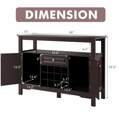 Elegant Classical Multifunctional Wooden Wine Cabinet Table Brown, Brown Sideboards Cabinets & Buffets   at Gallery Canada