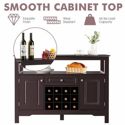 Elegant Classical Multifunctional Wooden Wine Cabinet Table Brown, Brown Sideboards Cabinets & Buffets   at Gallery Canada