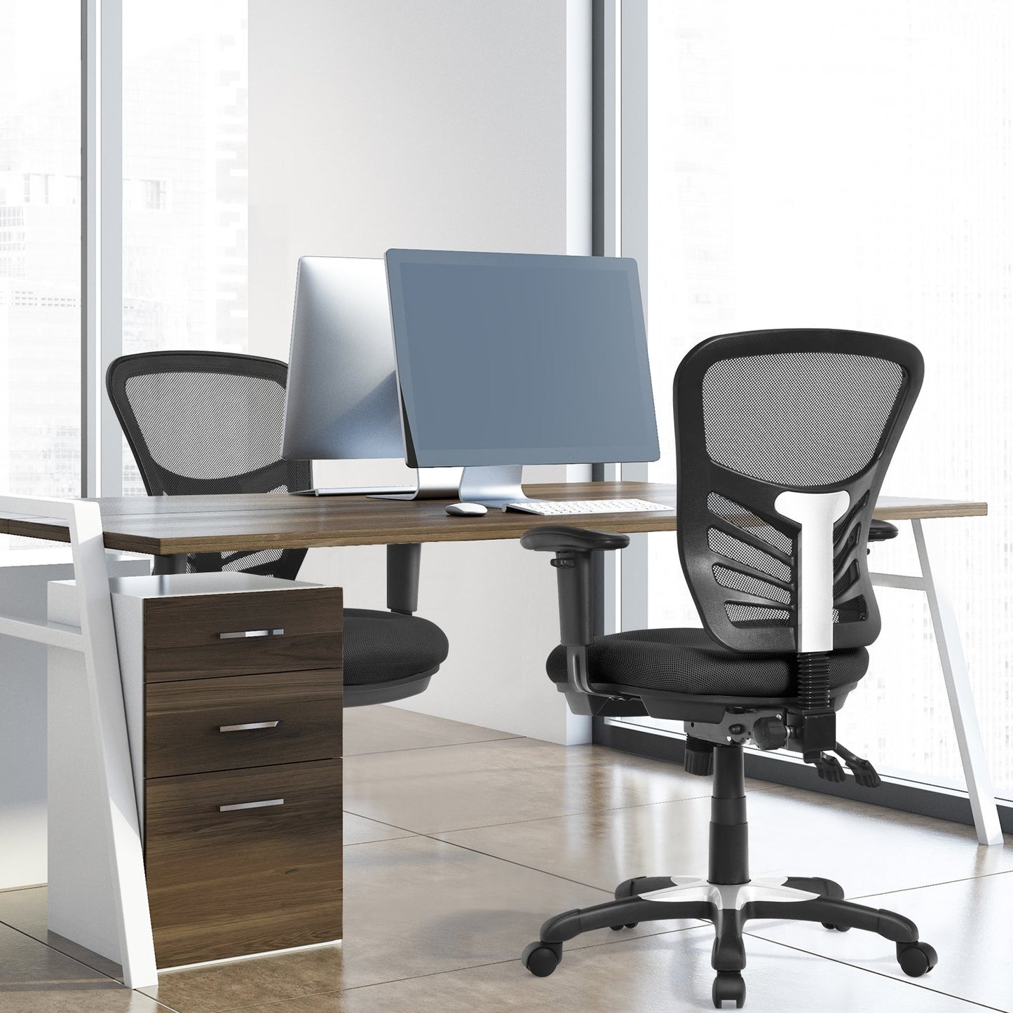 Ergonomic Mesh Office Chair with Adjustable Back Height and Armrests, Black Ergonomic Chairs   at Gallery Canada