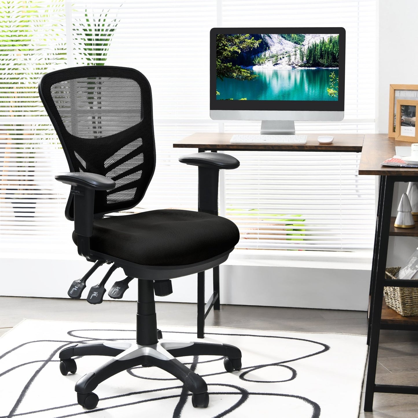 Ergonomic Mesh Office Chair with Adjustable Back Height and Armrests, Black Ergonomic Chairs   at Gallery Canada