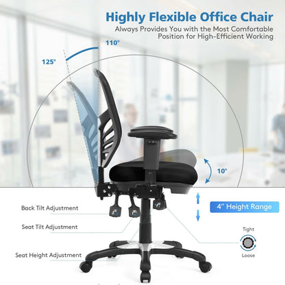 Ergonomic Mesh Office Chair with Adjustable Back Height and Armrests, Black Ergonomic Chairs   at Gallery Canada