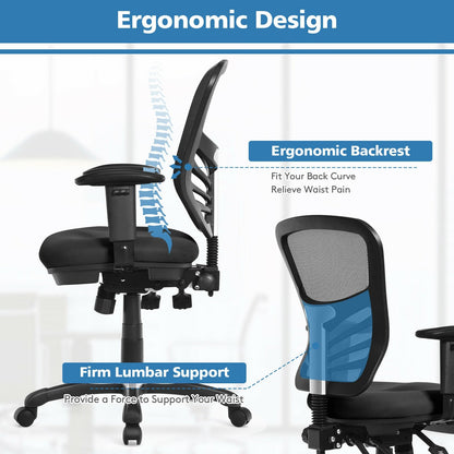 Ergonomic Mesh Office Chair with Adjustable Back Height and Armrests, Black Ergonomic Chairs   at Gallery Canada