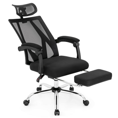 Ergonomic Recliner Mesh Office Chair with Adjustable Footrest, Black Ergonomic Chairs   at Gallery Canada