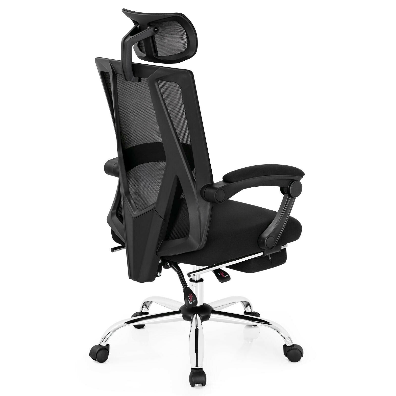 Ergonomic Recliner Mesh Office Chair with Adjustable Footrest, Black - Gallery Canada