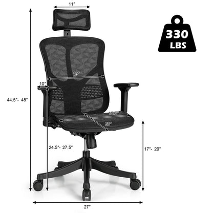 Ergonomic High Back Mesh Adjustable Swivel Office Chair, Black - Gallery Canada