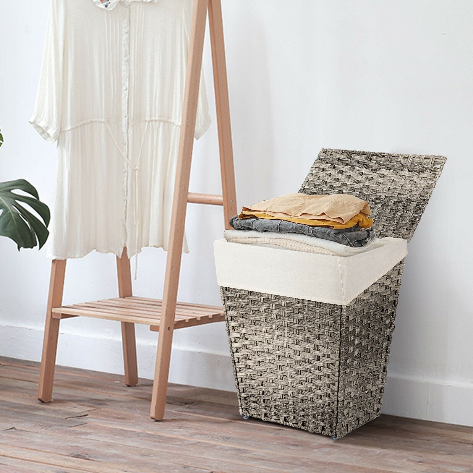 Foldable Handwoven Laundry Hamper with Removable Liner, Gray Laundry Baskets   at Gallery Canada