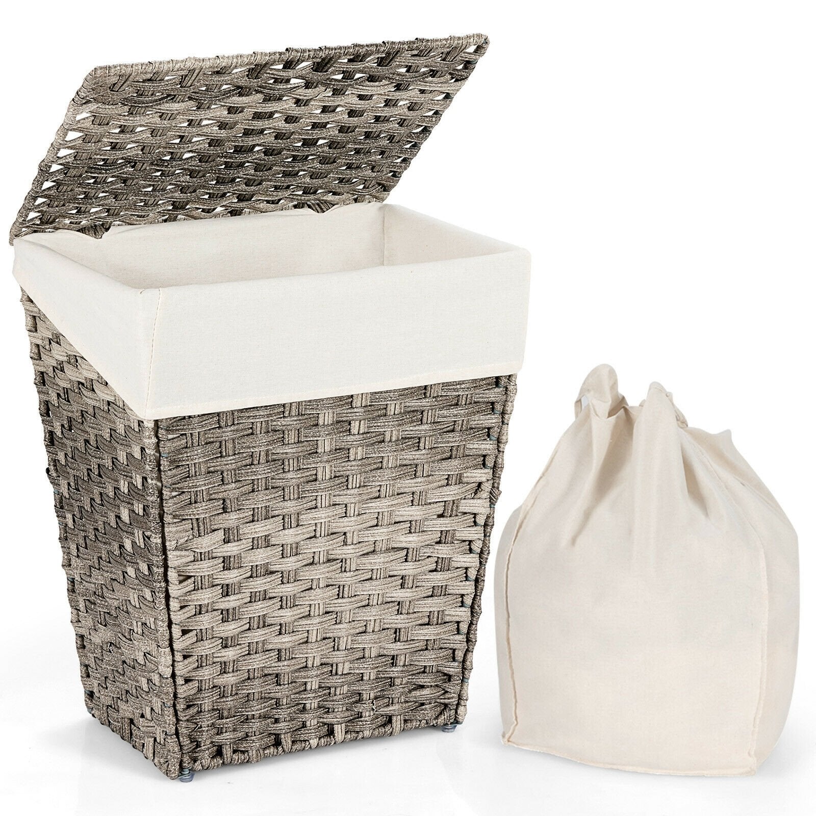 Foldable Handwoven Laundry Hamper with Removable Liner, Gray Laundry Baskets   at Gallery Canada