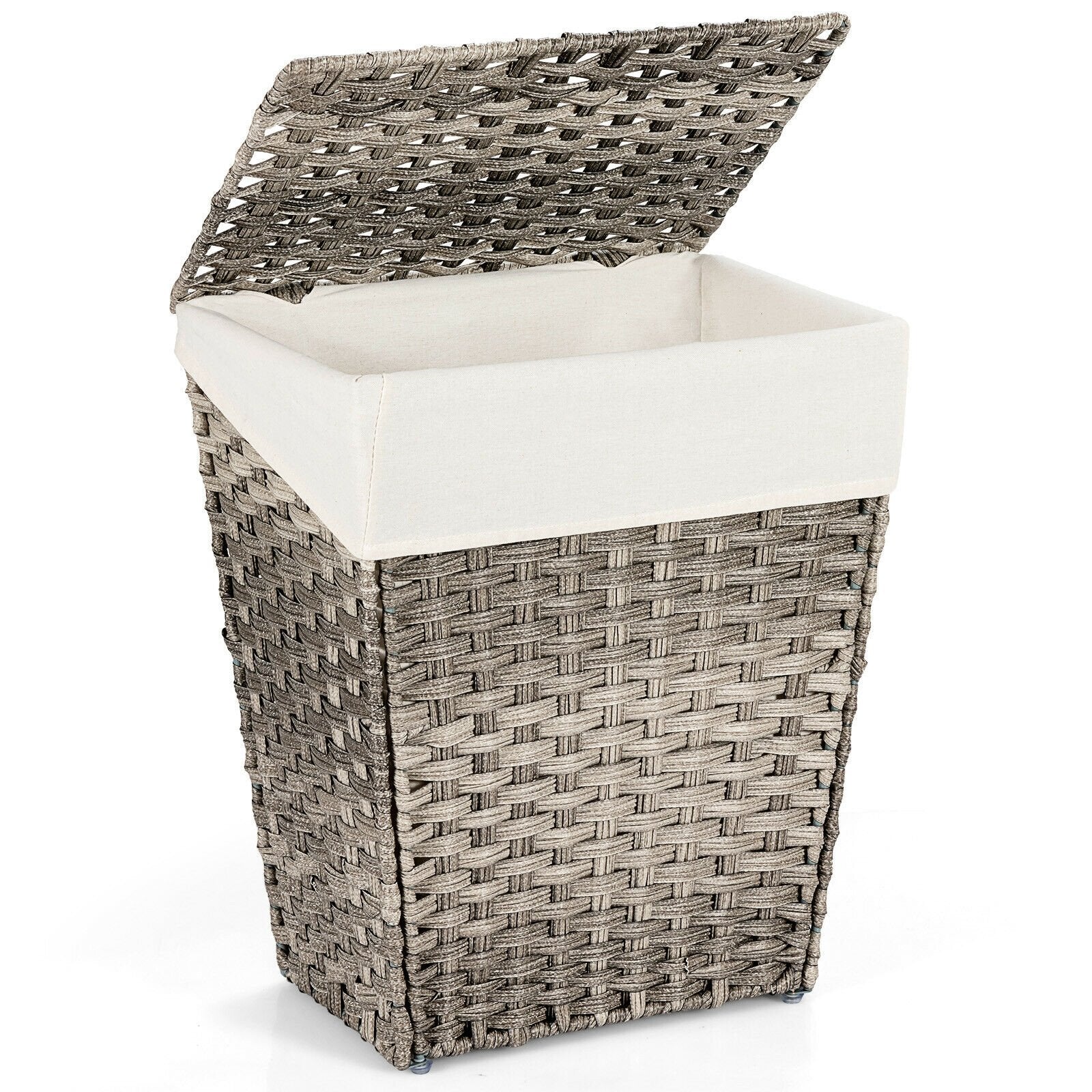 Foldable Handwoven Laundry Hamper with Removable Liner, Gray Laundry Baskets   at Gallery Canada