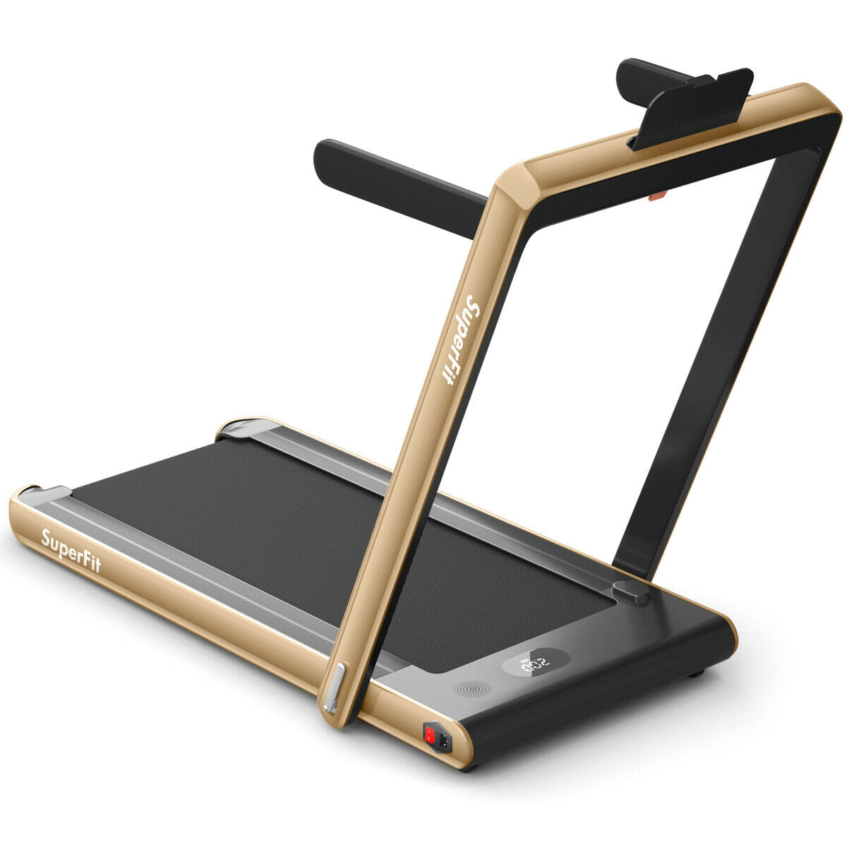 2-in-1 Electric Motorized Health and Fitness Folding Treadmill with Dual Display and Speaker, Yellow Treadmills   at Gallery Canada