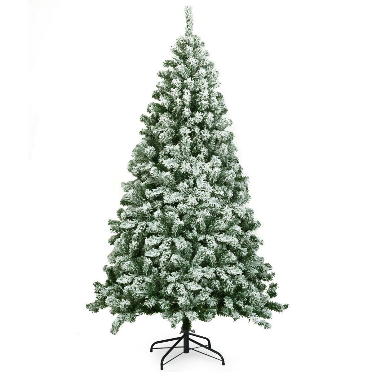 6 Feet Snow Flocked Artificial Christmas Tree Hinged with 928 Tips, Green Christmas Tree   at Gallery Canada