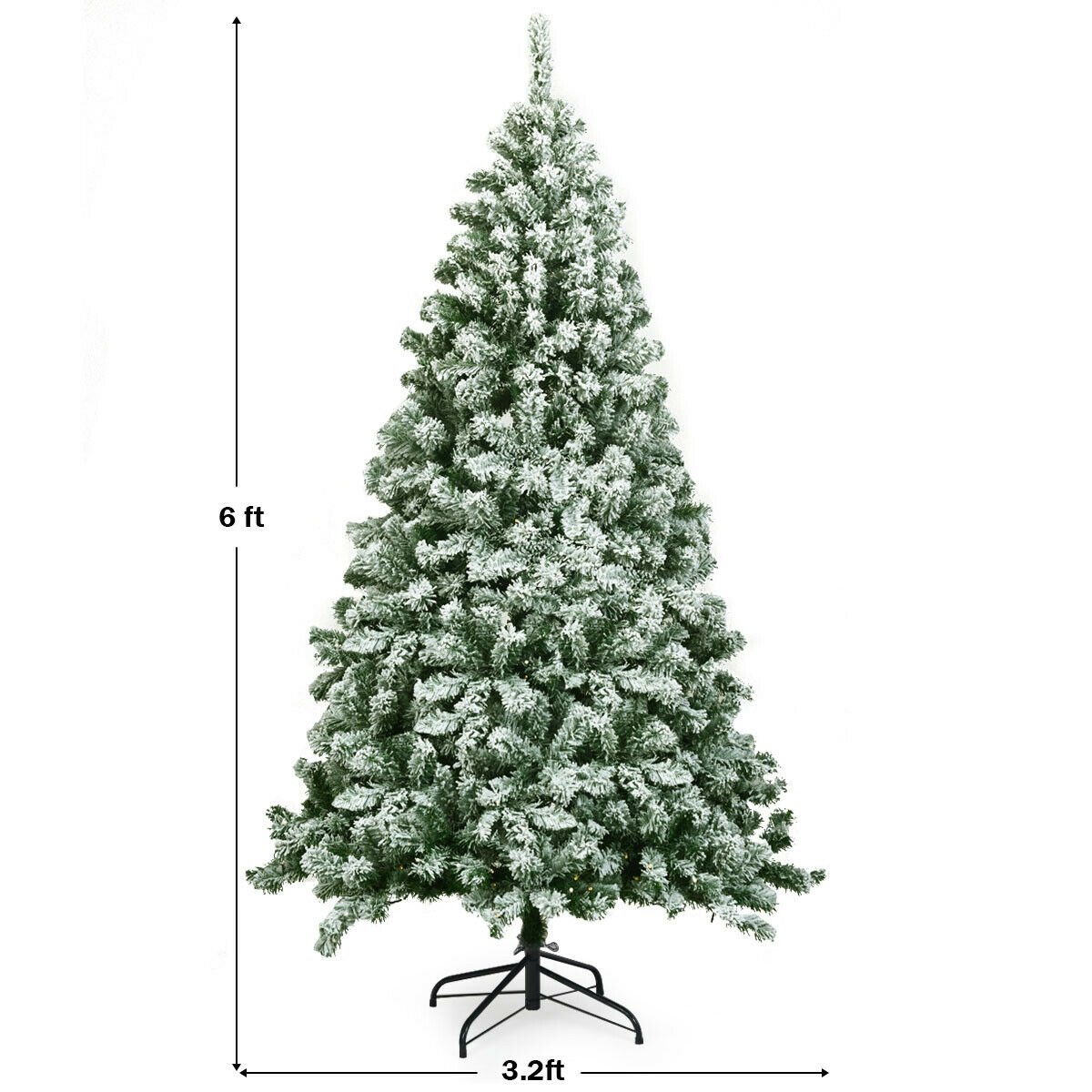 6 Feet Snow Flocked Artificial Christmas Tree Hinged with 928 Tips, Green Christmas Tree   at Gallery Canada