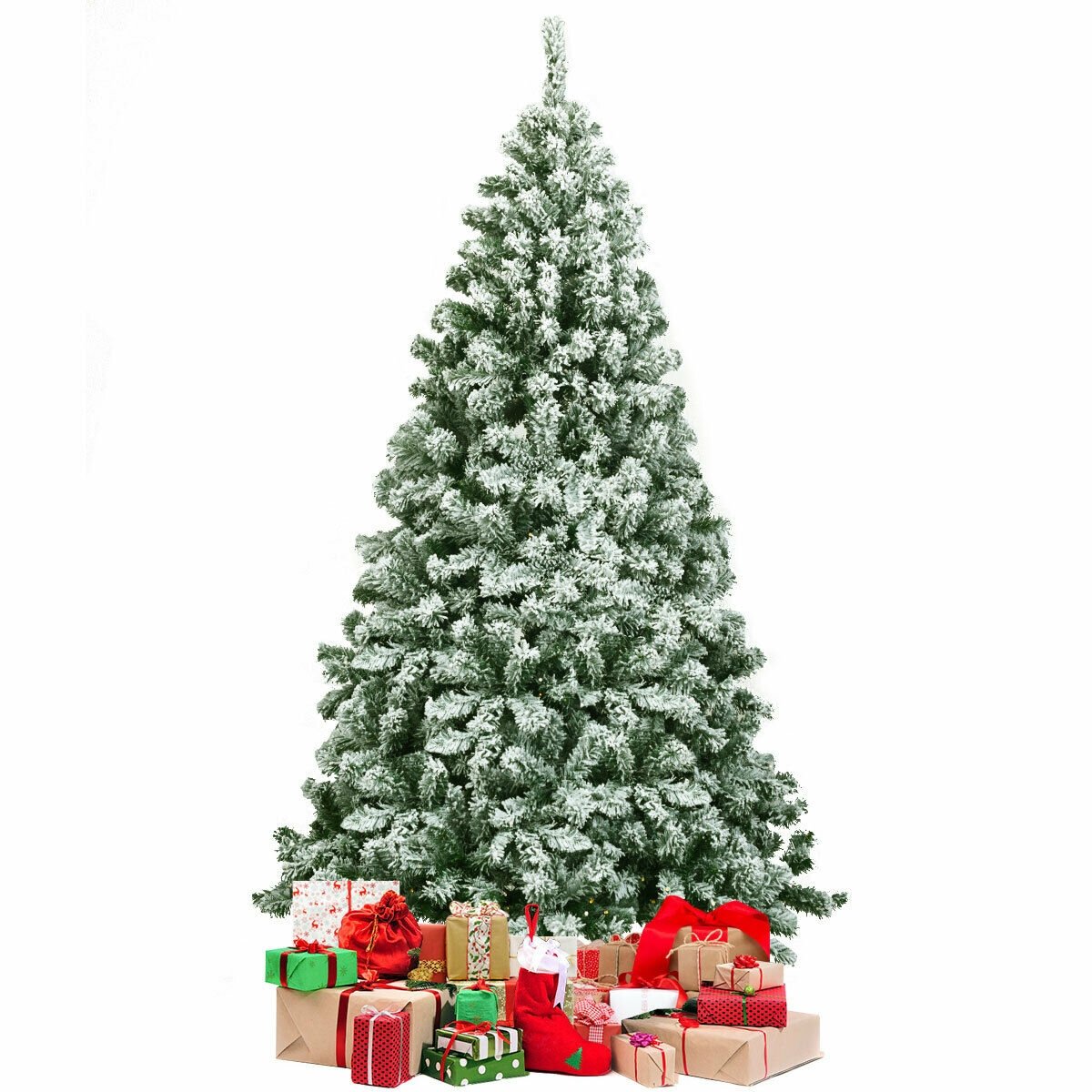 6 Feet Snow Flocked Artificial Christmas Tree Hinged with 928 Tips, Green Christmas Tree   at Gallery Canada