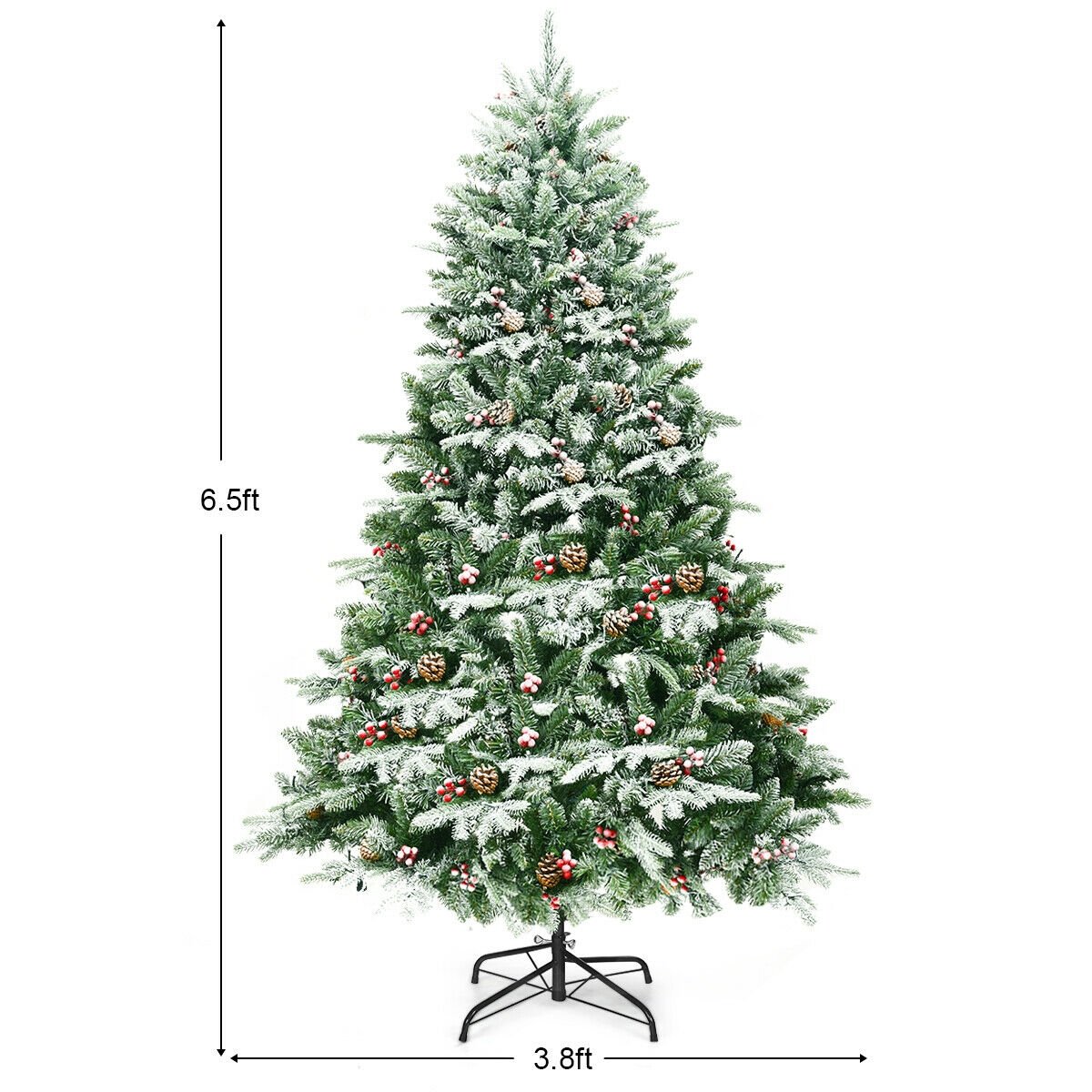 6.5 Feet Pre-lit Snow Flocked Hinged Artificial Christmas Tree, Green Christmas Tree   at Gallery Canada