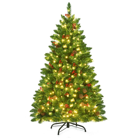 4.5 Feet Pre-lit Hinged Christmas Tree with 300 LED Lights, Green Christmas Tree   at Gallery Canada