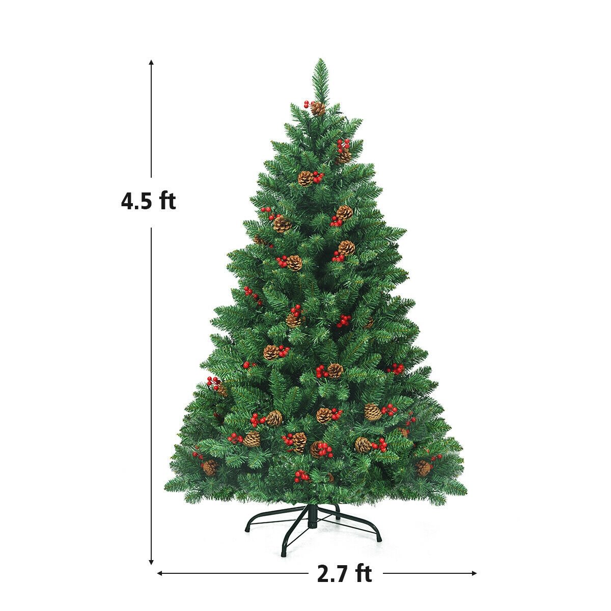 4.5 Feet Pre-lit Hinged Christmas Tree with 300 LED Lights, Green Christmas Tree   at Gallery Canada