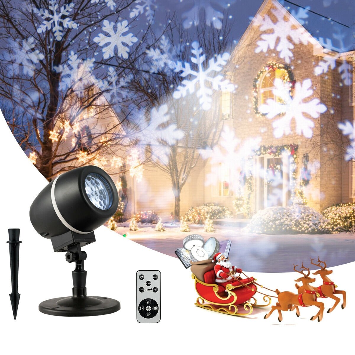 Outdoor Waterproof Christmas Snowflake LED Projector Lights with Remote Control, Black Christmas Decor & Accessories   at Gallery Canada