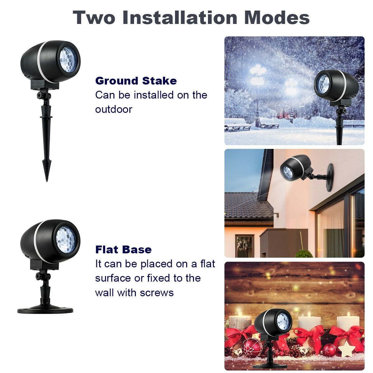 Outdoor Waterproof Christmas Snowflake LED Projector Lights with Remote Control, Black - Gallery Canada