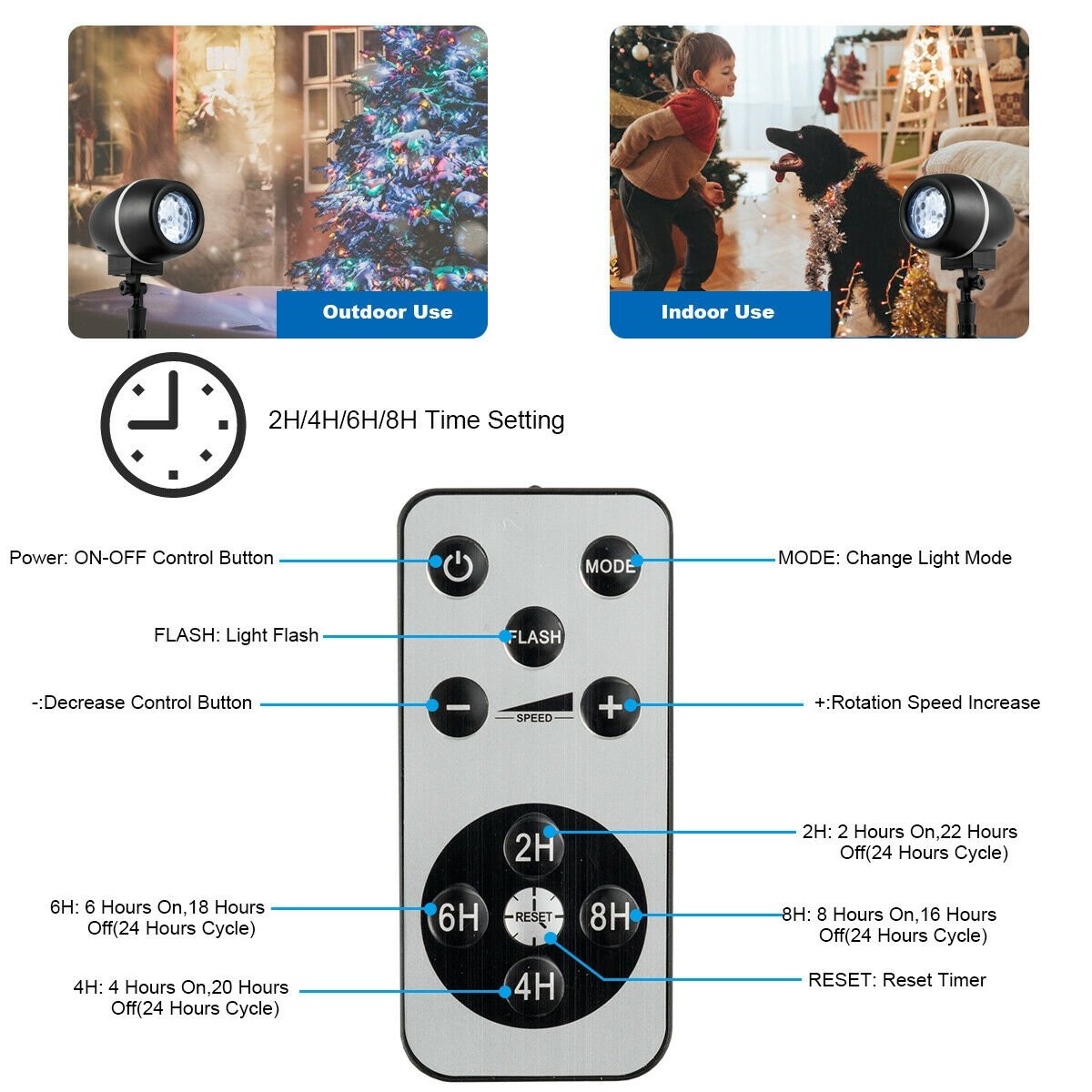 Outdoor Waterproof Christmas Snowflake LED Projector Lights with Remote Control, Black Christmas Decor & Accessories   at Gallery Canada