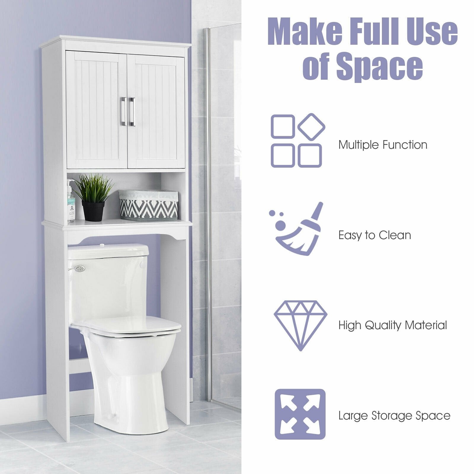 Over Toilet Space Saver Bathroom Organizer with Storage Cabinet , White Bathroom Etagere   at Gallery Canada