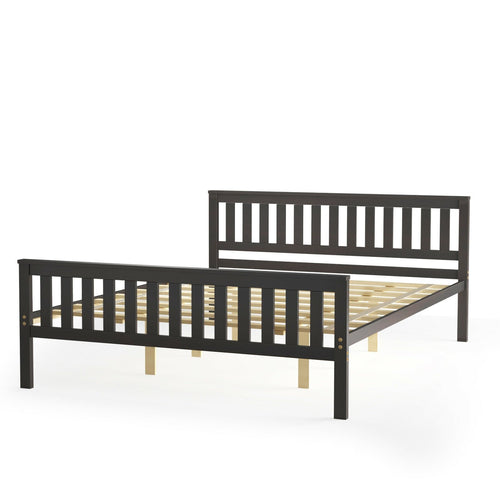 Queen Wood Platform Bed with Headboard, Espresso