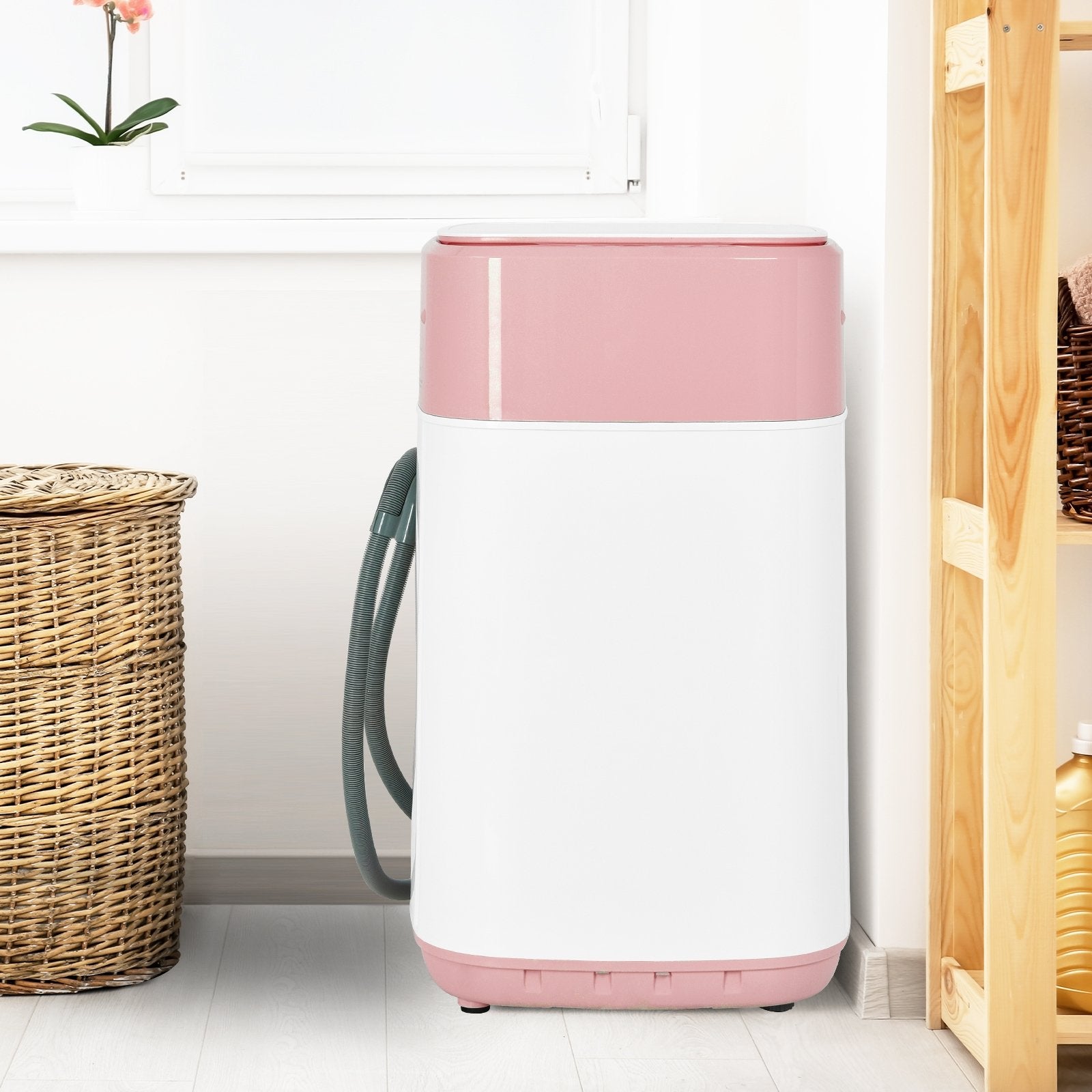 8lbs Portable Fully Automatic Washing Machine with Drain Pump, Pink Washing Machines   at Gallery Canada