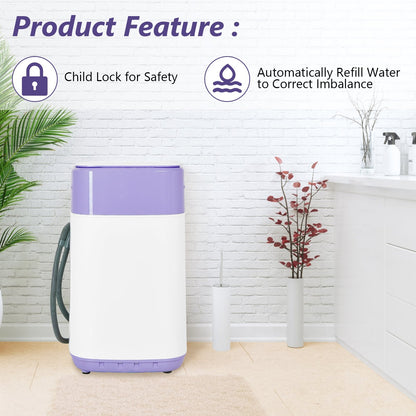 8lbs Portable Fully Automatic Washing Machine with Drain Pump, Purple Washing Machines   at Gallery Canada