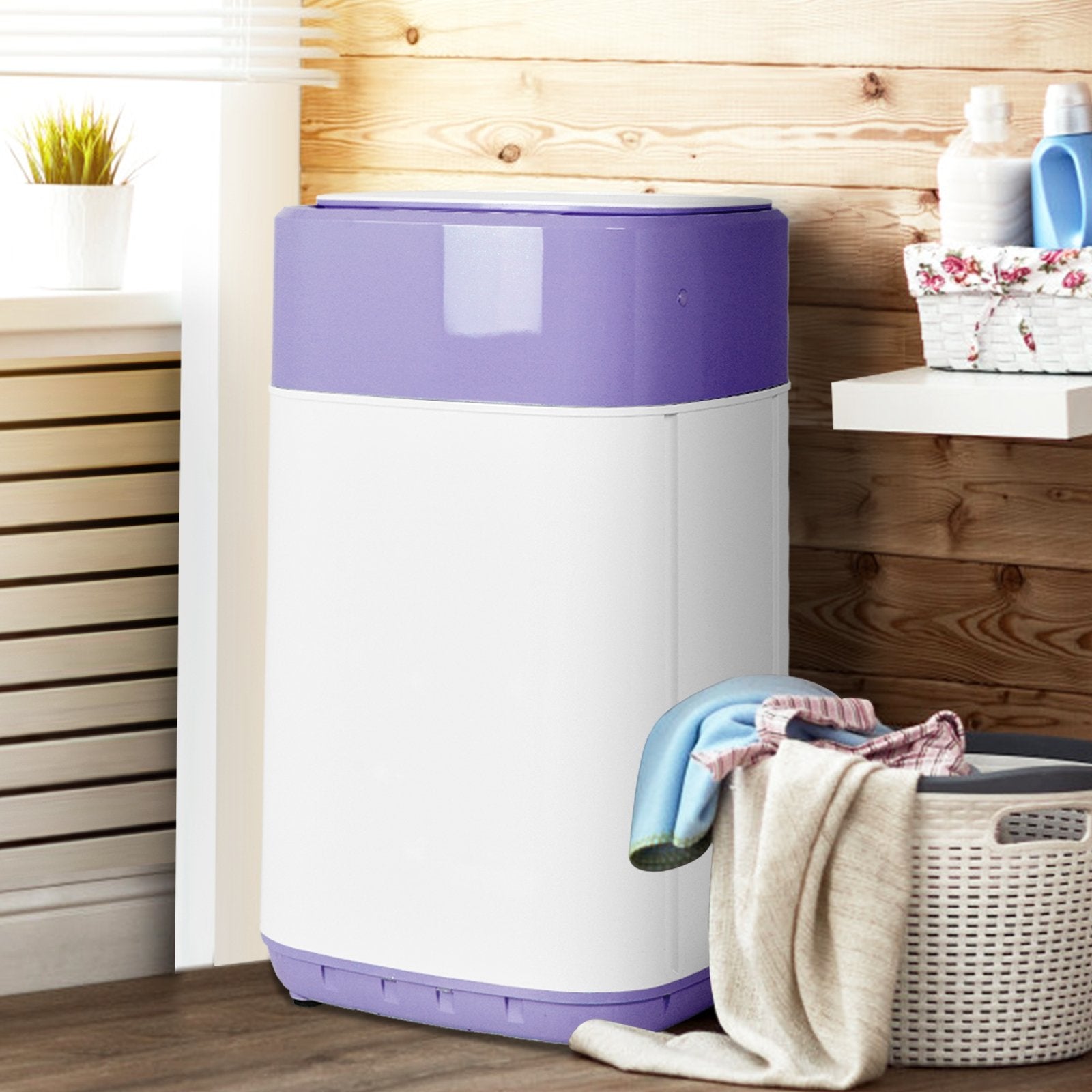 8lbs Portable Fully Automatic Washing Machine with Drain Pump, Purple Washing Machines   at Gallery Canada