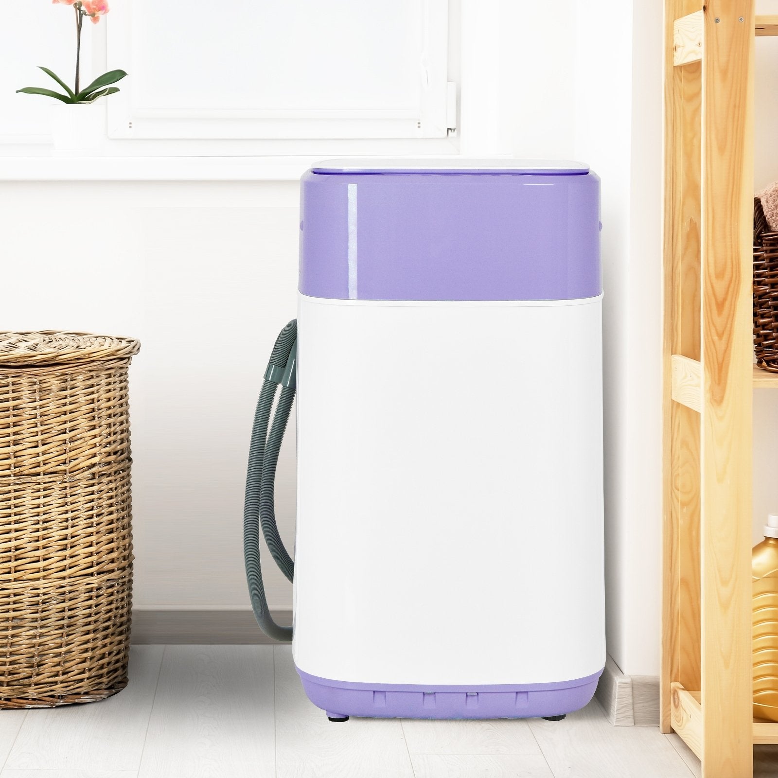 8lbs Portable Fully Automatic Washing Machine with Drain Pump, Purple Washing Machines   at Gallery Canada