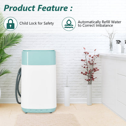 8lbs Portable Fully Automatic Washing Machine with Drain Pump, Green Washing Machines   at Gallery Canada