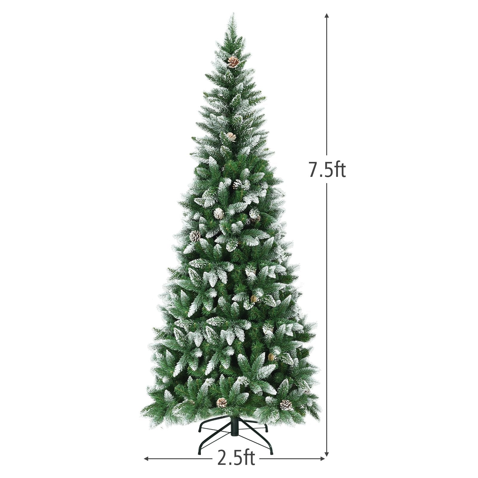 5 / 6 / 7.5 Feet Artificial Pencil Christmas Tree with Pine Cones, Green Christmas Tree   at Gallery Canada