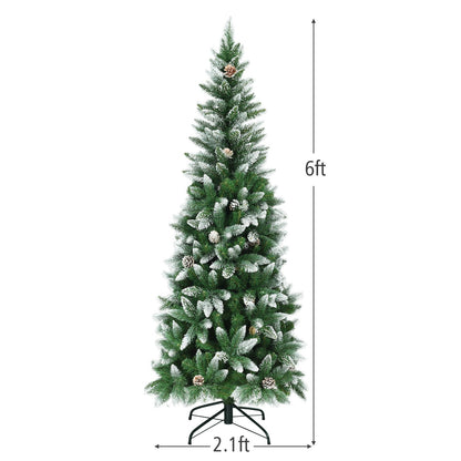 5 / 6 / 7.5 Feet Artificial Pencil Christmas Tree with Pine Cones, Green Christmas Tree   at Gallery Canada