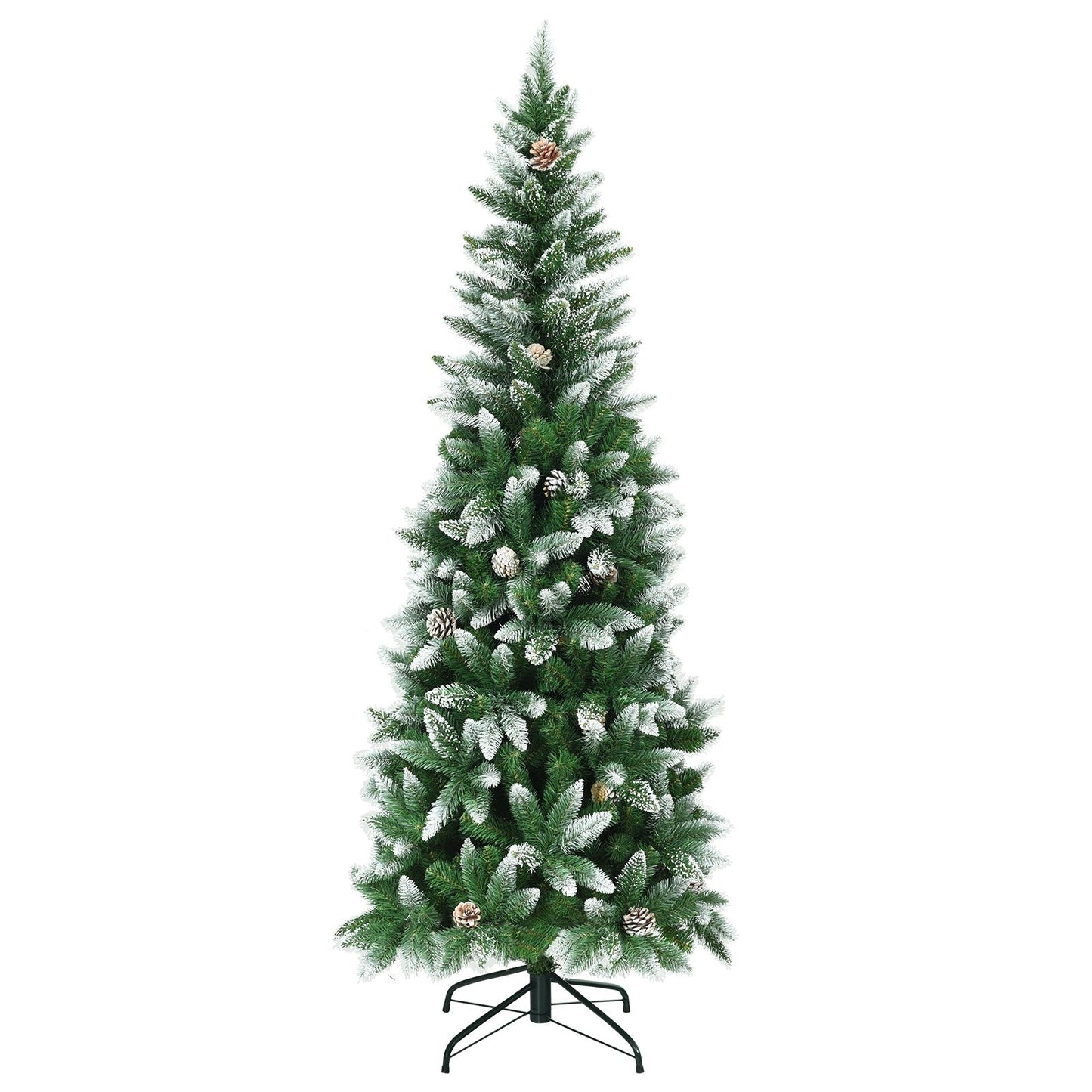 5 / 6 / 7.5 Feet Artificial Pencil Christmas Tree with Pine Cones, Green Christmas Tree   at Gallery Canada