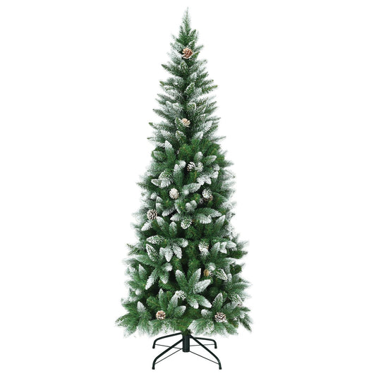 5 / 6 / 7.5 Feet Artificial Pencil Christmas Tree with Pine Cones, Green Christmas Tree   at Gallery Canada