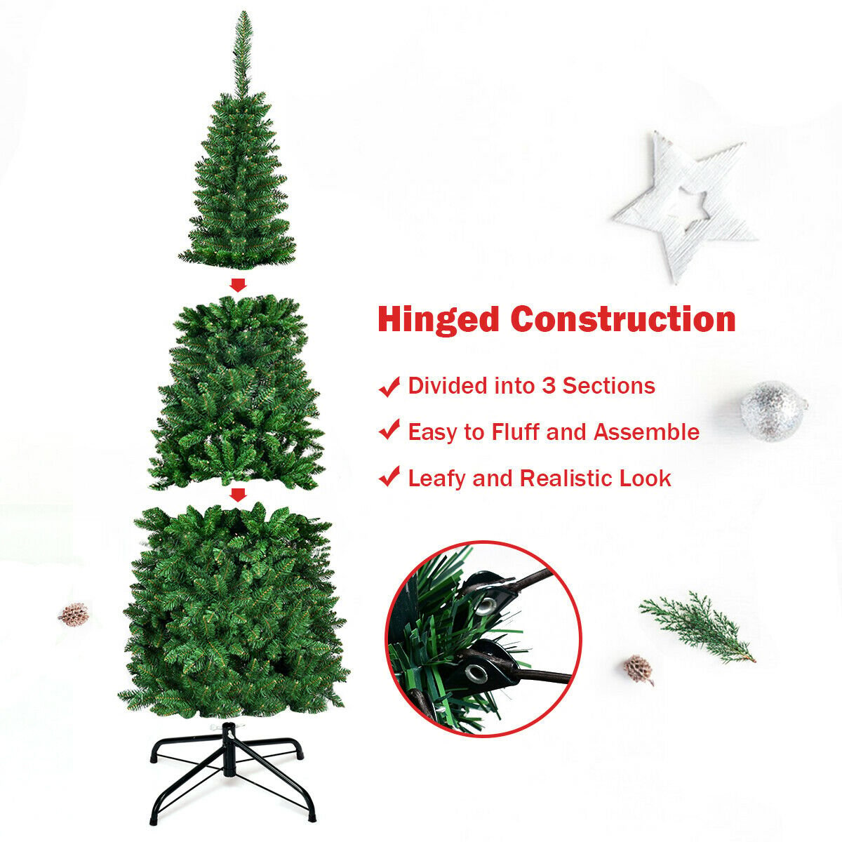 Artificial National Foot Kingswood Fir Pencil Christmas Tree-6.5ft, Green Christmas Tree   at Gallery Canada