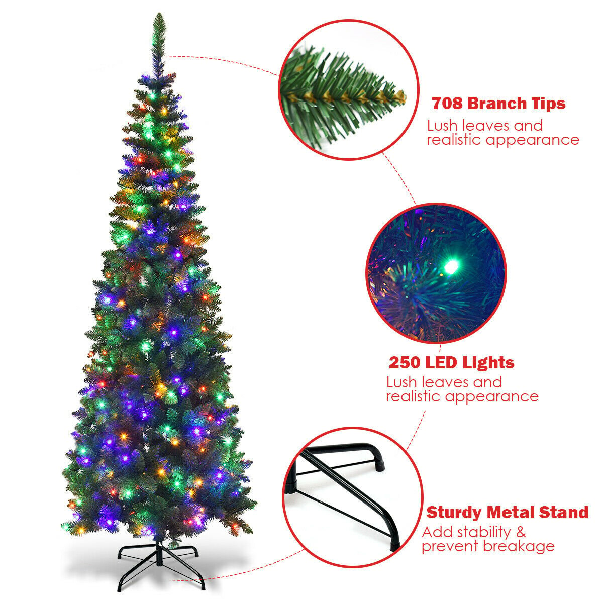 Artificial National Foot Kingswood Fir Pencil Christmas Tree-6.5ft, Green Christmas Tree   at Gallery Canada