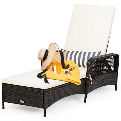 PE Rattan Chaise Lounge Chair Arm Chair Recliner Adjustable with Pillow, Brown Outdoor Chaise Lounges   at Gallery Canada