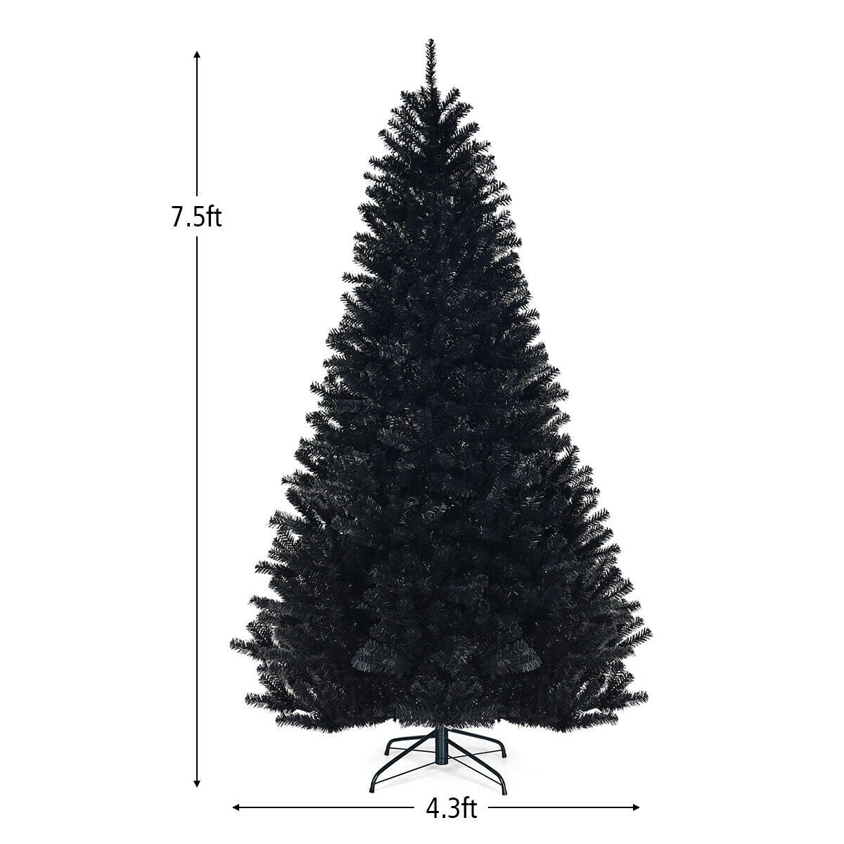 7.5 Feet Hinged Artificial Halloween Christmas Tree, Black - Gallery Canada