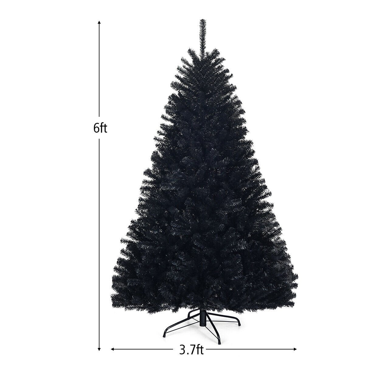 6 Feet Hinged Artificial Halloween Christmas Tree, Black - Gallery Canada