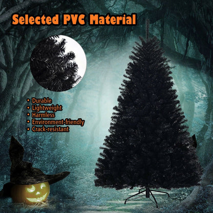6 Feet Hinged Artificial Halloween Christmas Tree, Black - Gallery Canada