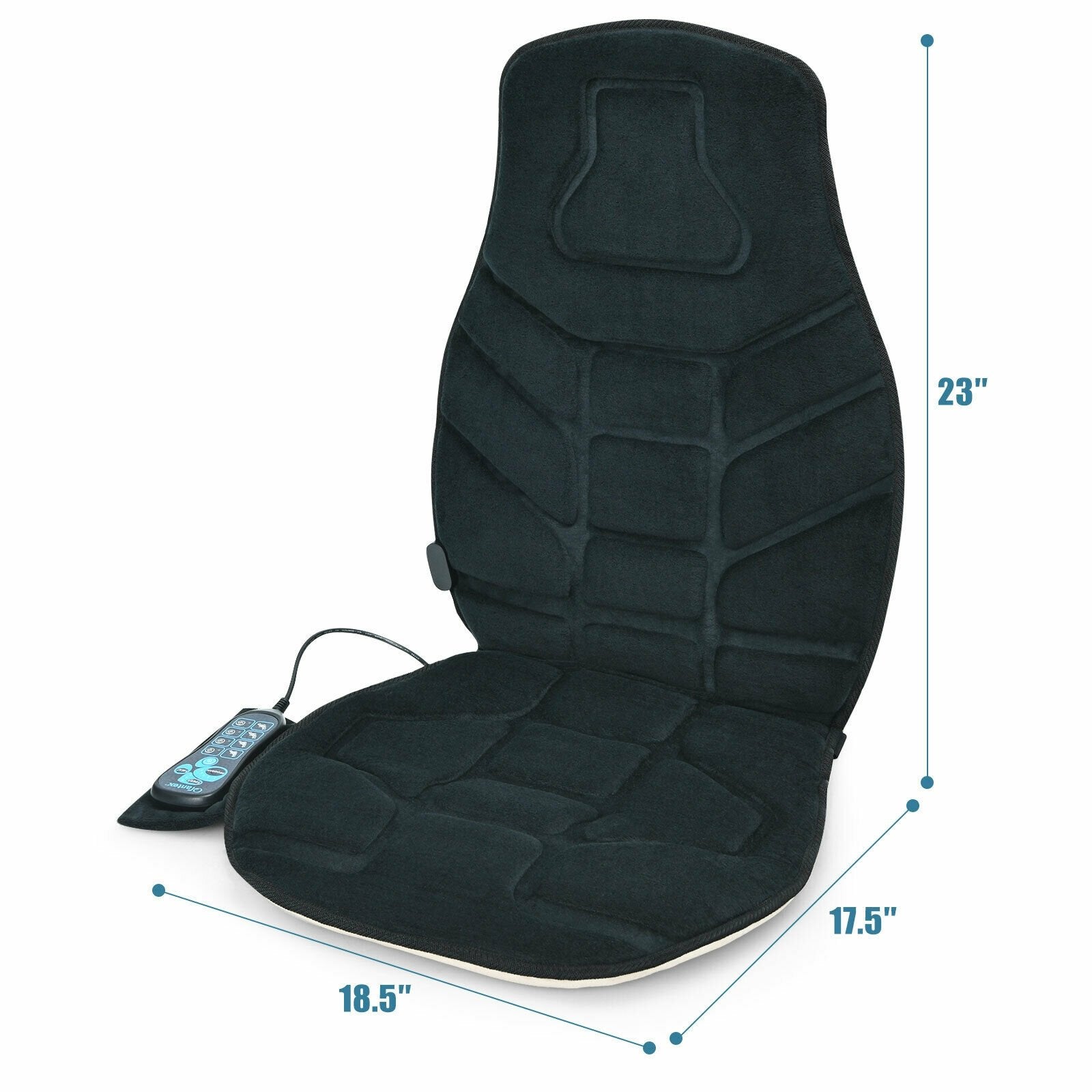 Seat Cushion Massager with Heat and 6 Vibration Motors for Home, Black Back Massager   at Gallery Canada