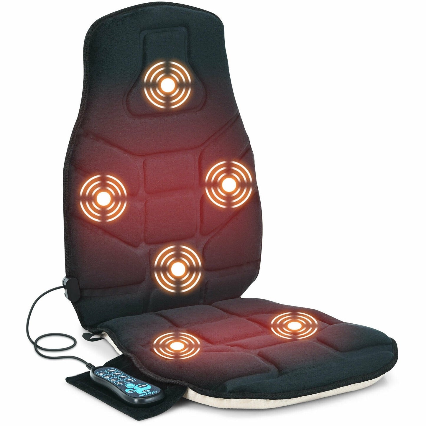 Seat Cushion Massager with Heat and 6 Vibration Motors for Home, Black Back Massager   at Gallery Canada