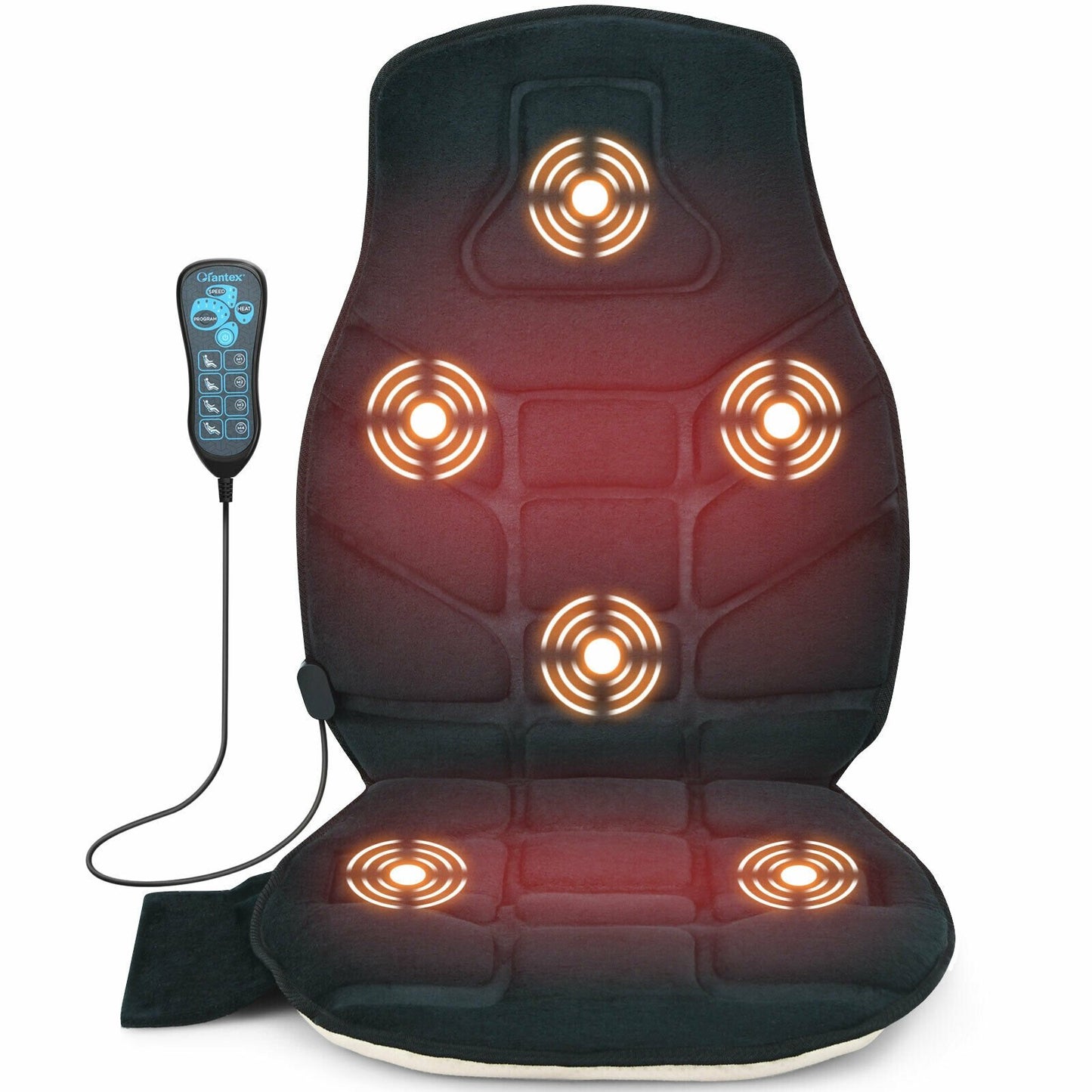 Seat Cushion Massager with Heat and 6 Vibration Motors for Home, Black Back Massager   at Gallery Canada