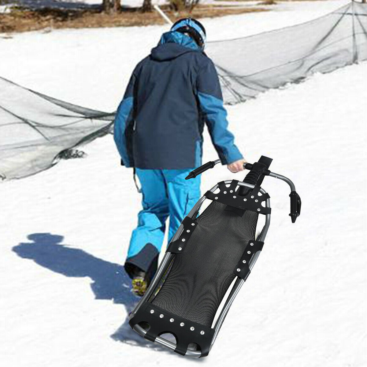 Snow Racer Sled with Textured Grip Handles and Mesh Seat, Black Winter Sports & Activities   at Gallery Canada