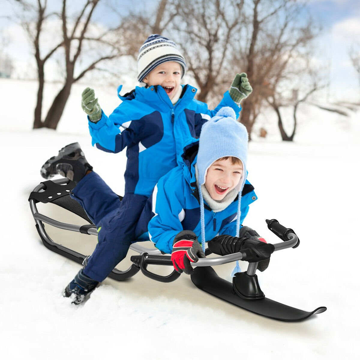 Snow Racer Sled with Textured Grip Handles and Mesh Seat, Black Winter Sports & Activities   at Gallery Canada